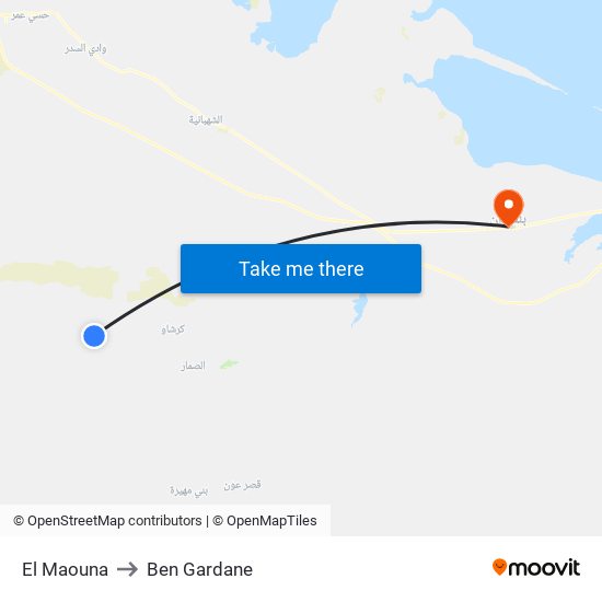 El Maouna to Ben Gardane map