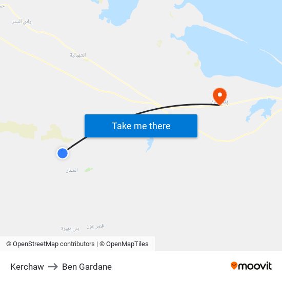 Kerchaw to Ben Gardane map