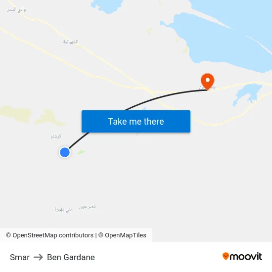Smar to Ben Gardane map