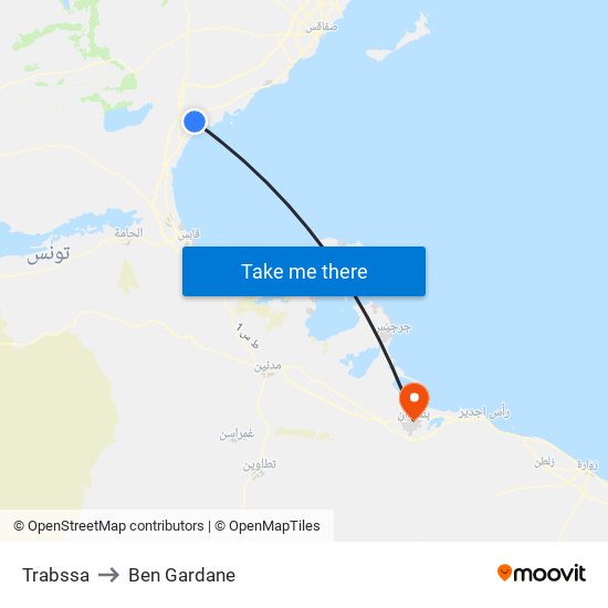 Trabssa to Ben Gardane map