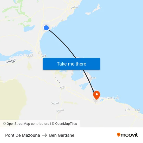 Pont De Mazouna to Ben Gardane map