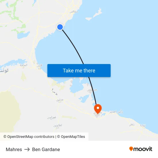 Mahres to Ben Gardane map
