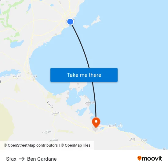 Sfax to Ben Gardane map