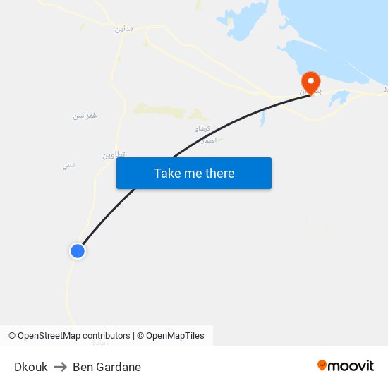 Dkouk to Ben Gardane map