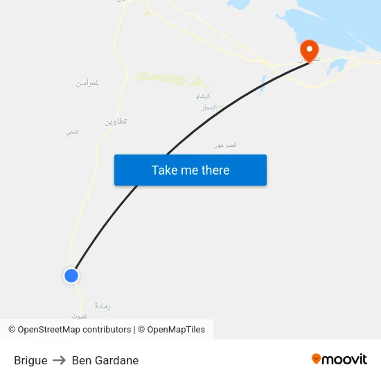 Brigue to Ben Gardane map