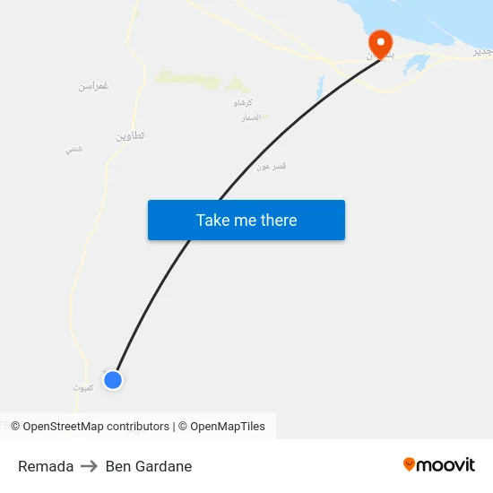 Remada to Ben Gardane map