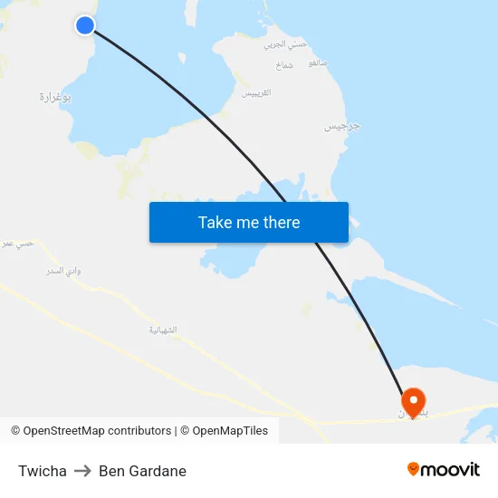 Twicha to Ben Gardane map