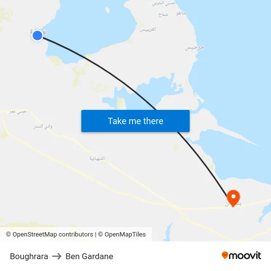 Boughrara to Ben Gardane map