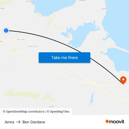Amra to Ben Gardane map