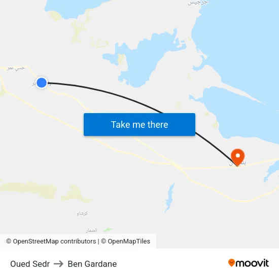 Oued Sedr to Ben Gardane map