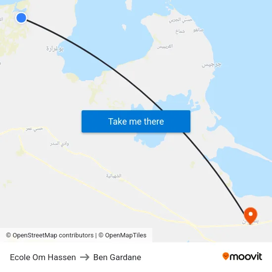 Ecole  Om Hassen to Ben Gardane map