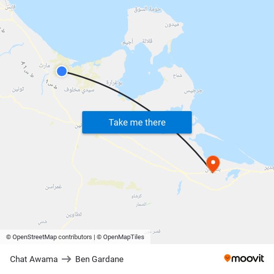 Chat Awama to Ben Gardane map