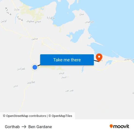 Gorthab to Ben Gardane map