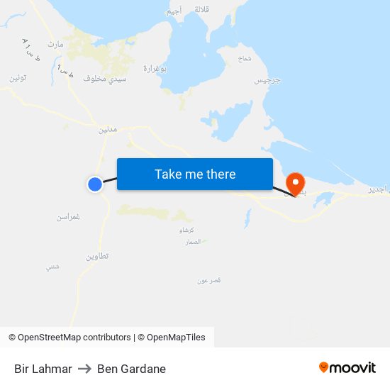 Bir Lahmar to Ben Gardane map