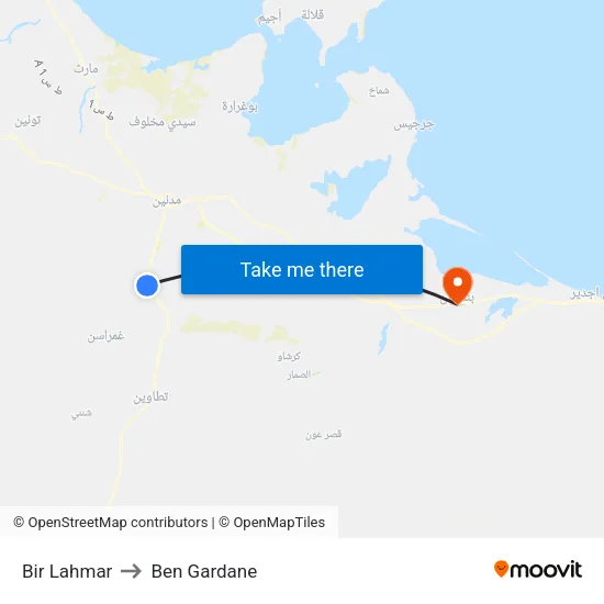Bir Lahmar to Ben Gardane map