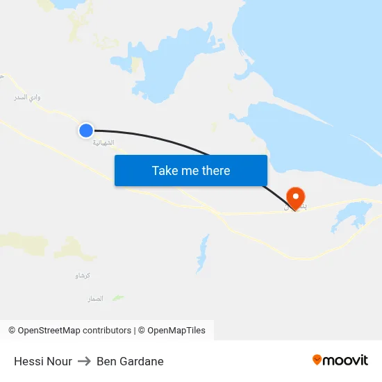 Hessi Nour to Ben Gardane map