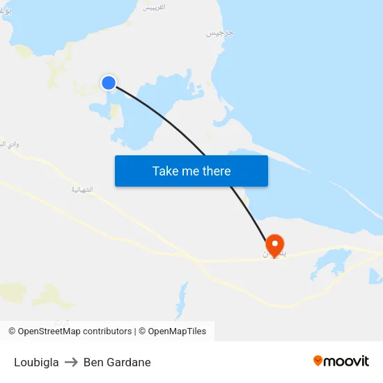 Loubigla to Ben Gardane map