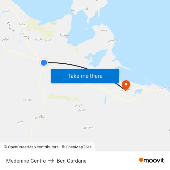 Medenine Centre to Ben Gardane map