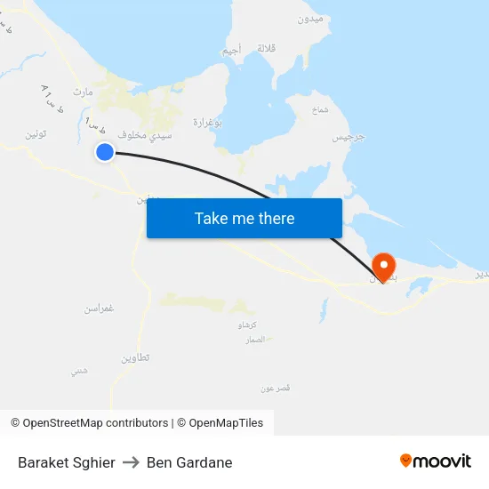 Baraket Sghier to Ben Gardane map