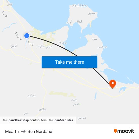 Méarth to Ben Gardane map