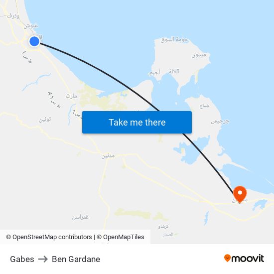 Gabes to Ben Gardane map