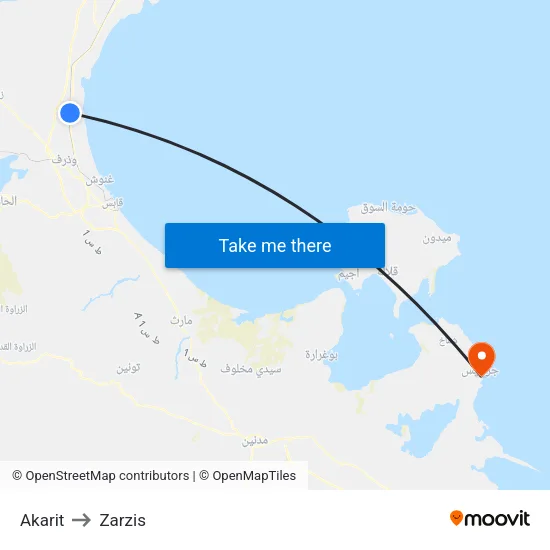 Akarit to Zarzis map