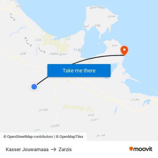 Kasser Jouwamaaa to Zarzis map
