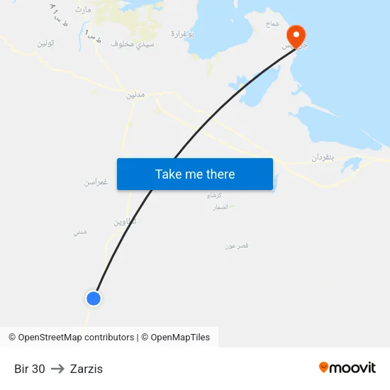 Bir 30 to Zarzis map