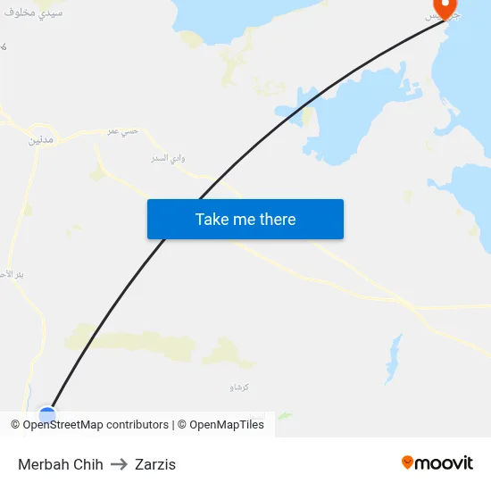 Merbah Chih to Zarzis map