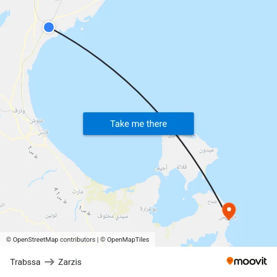 Trabssa to Zarzis map