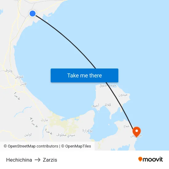 Hechichina to Zarzis map