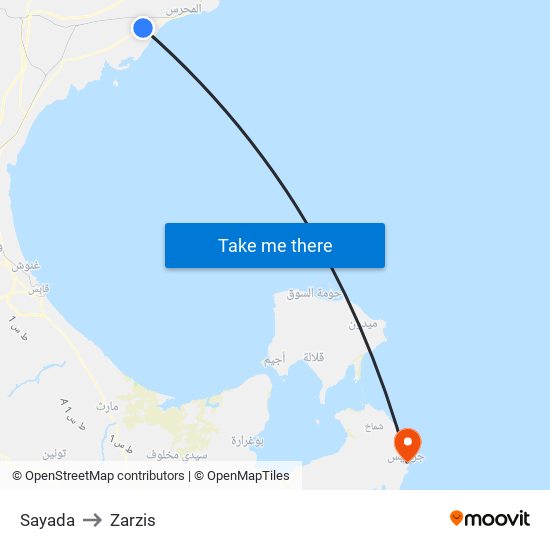 Sayada to Zarzis map