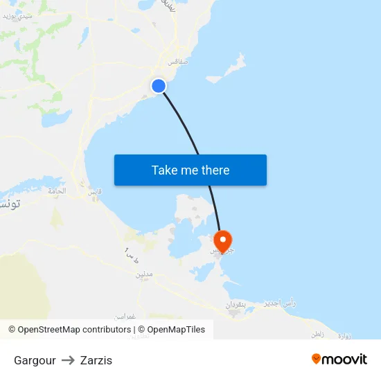 Gargour to Zarzis map
