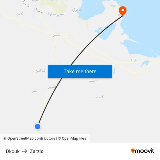 Dkouk to Zarzis map