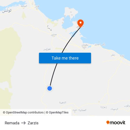 Remada to Zarzis map