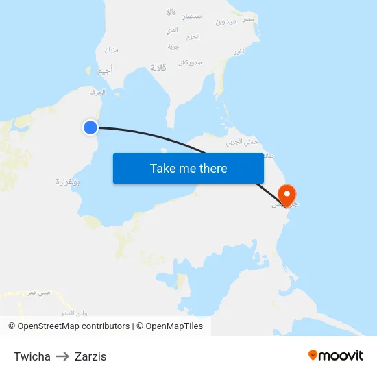 Twicha to Zarzis map