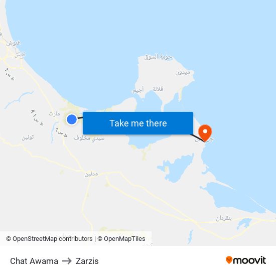 Chat Awama to Zarzis map