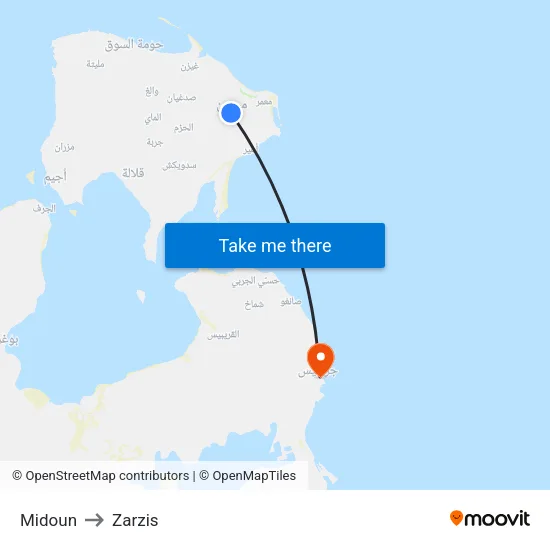 Midoun to Zarzis map