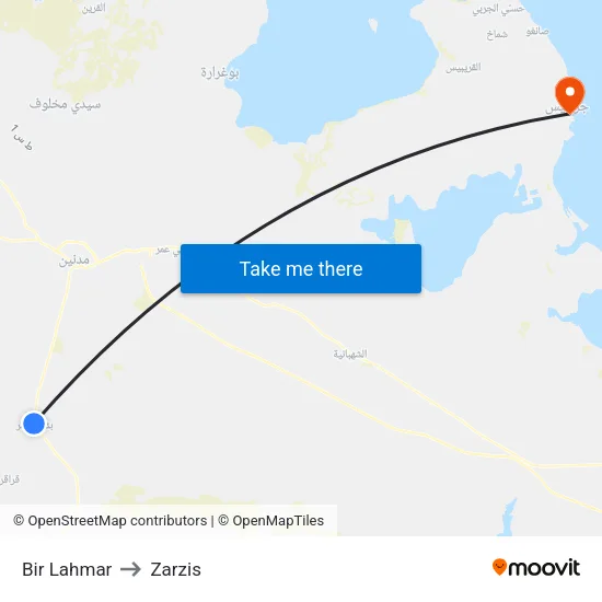 Bir Lahmar to Zarzis map