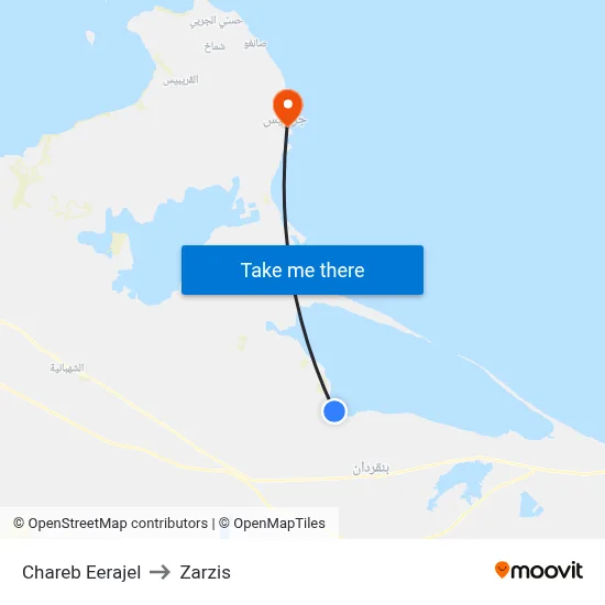 Chareb Eerajel to Zarzis map