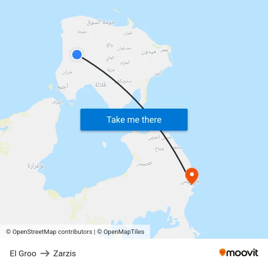 El Groo to Zarzis map