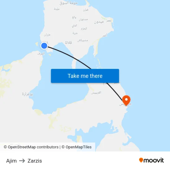 Ajim to Zarzis map