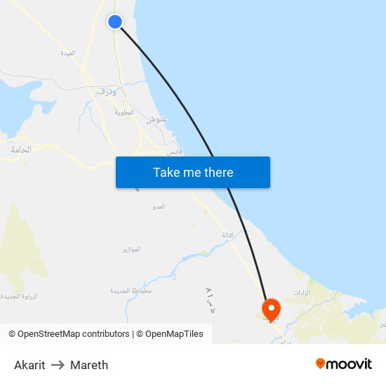 Akarit to Mareth map