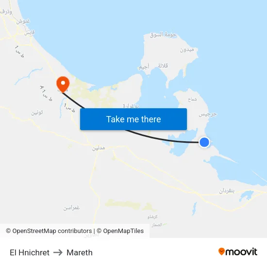 El Hnichret to Mareth map