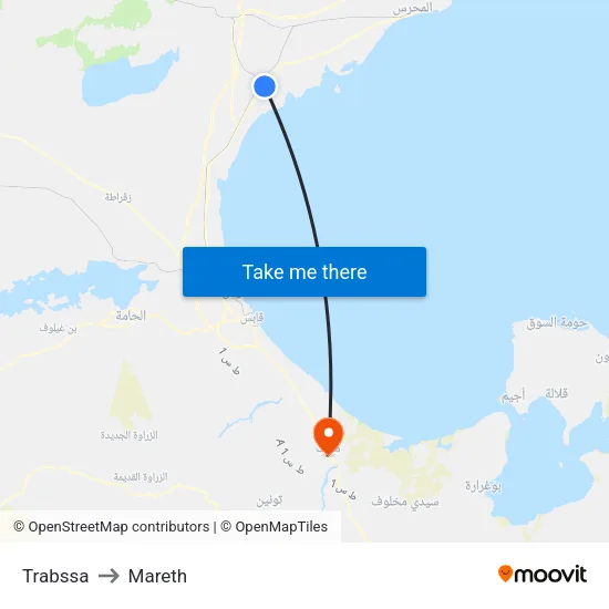 Trabssa to Mareth map