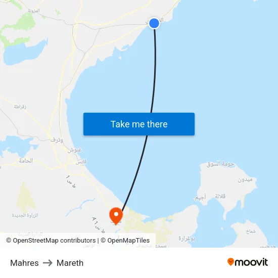 Mahres to Mareth map