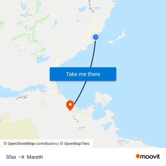 Sfax to Mareth map