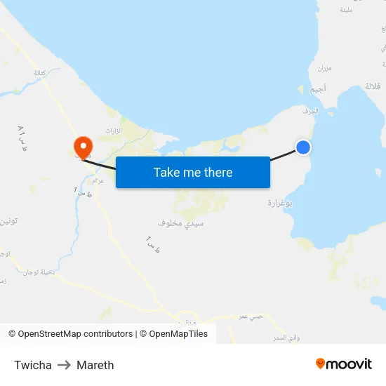 Twicha to Mareth map