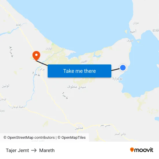 Tajer Jemt to Mareth map