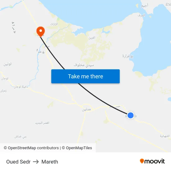 Oued Sedr to Mareth map